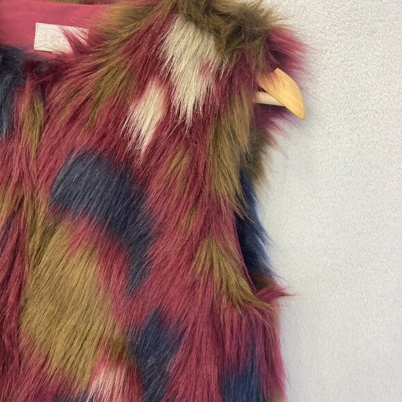 1.State Faux Fur Vest Multicolor Long Womens Small S Festival ASO Eliza Selfie - Picture 6 of 13